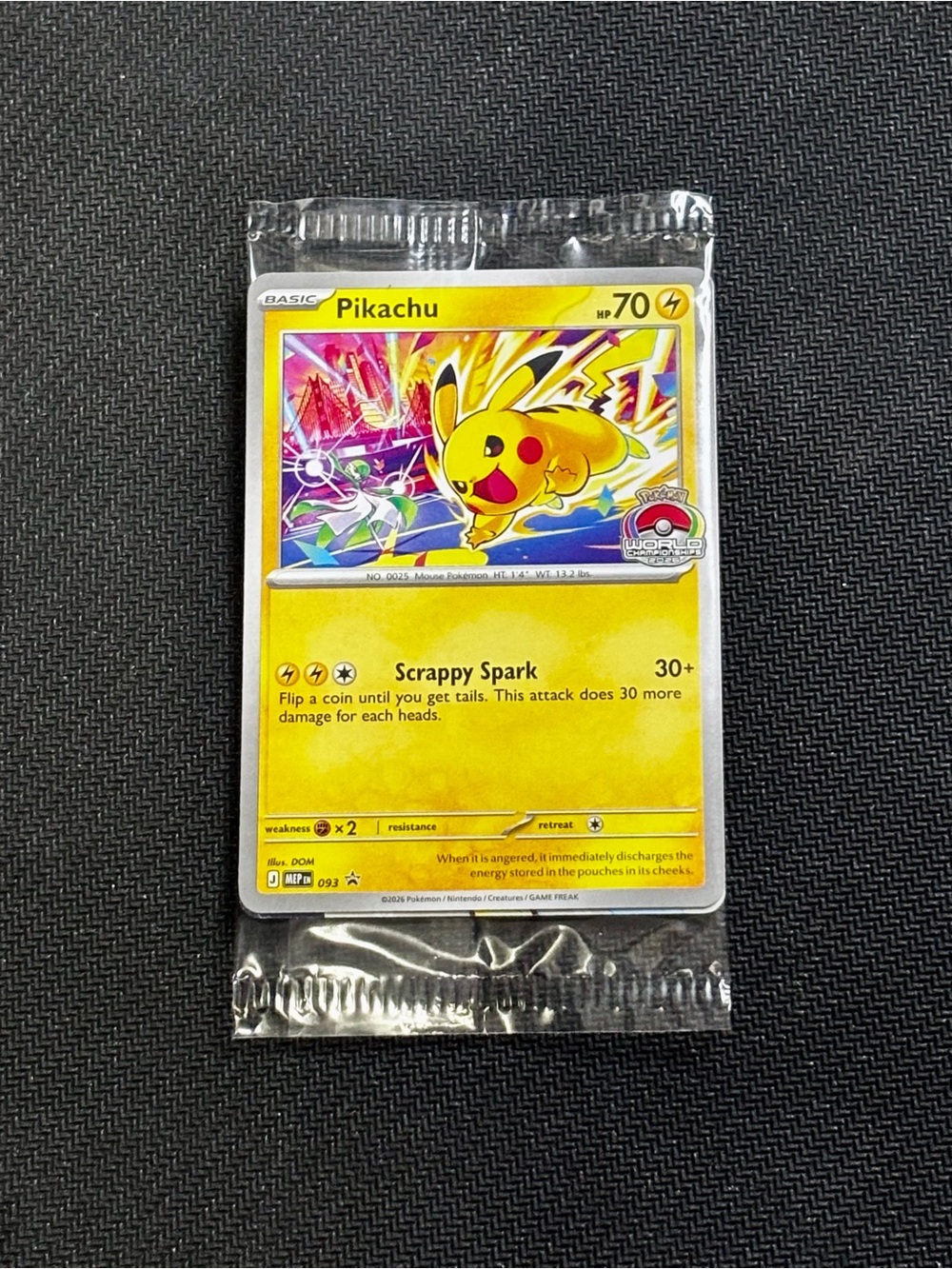 Pokemon Pikachu 093 - Black Star Promo World Championships 2026 **Mint - Sealed